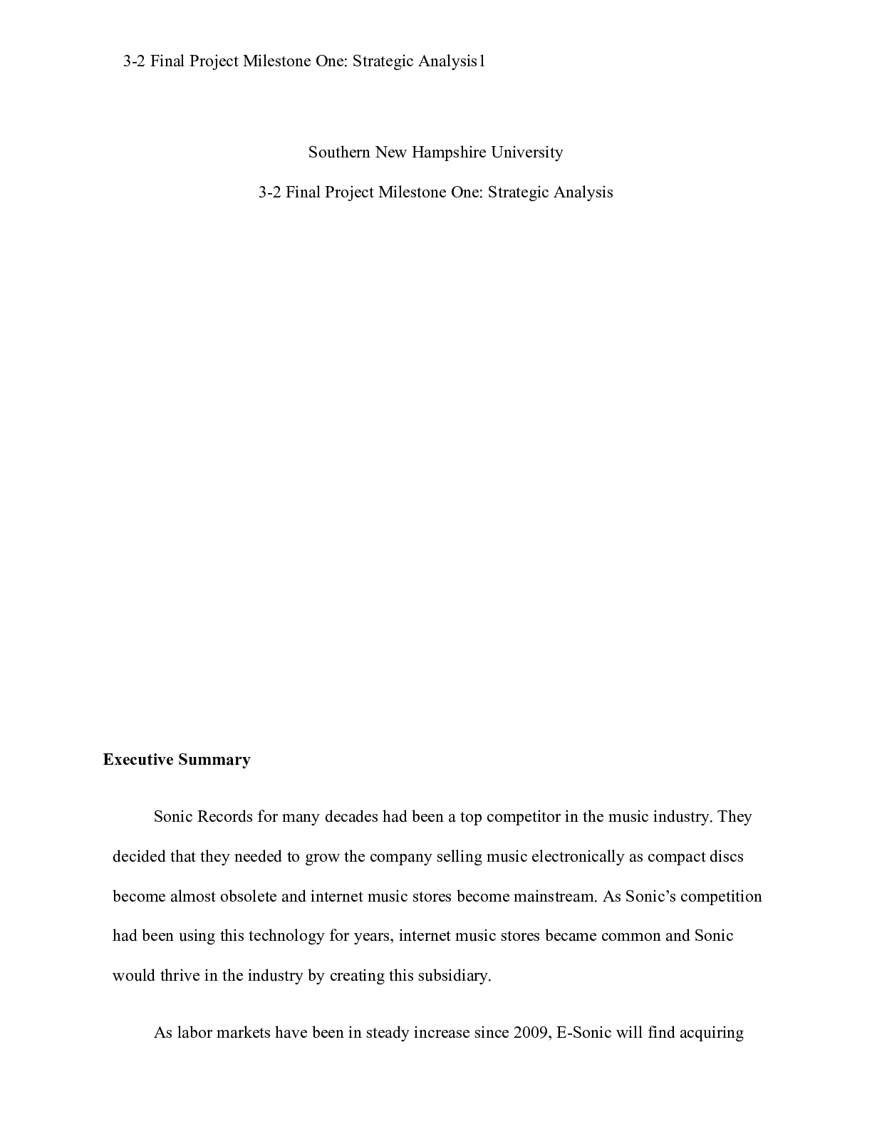 Preview image for 3 2 Milestone.docx    Southern New Hampshire University  3-2 Final Project Milestone One: